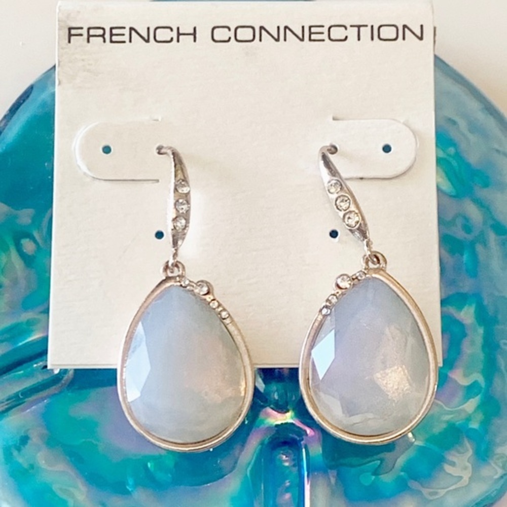 French Connection Women’s White Faux Opal Rose Gold Earrings